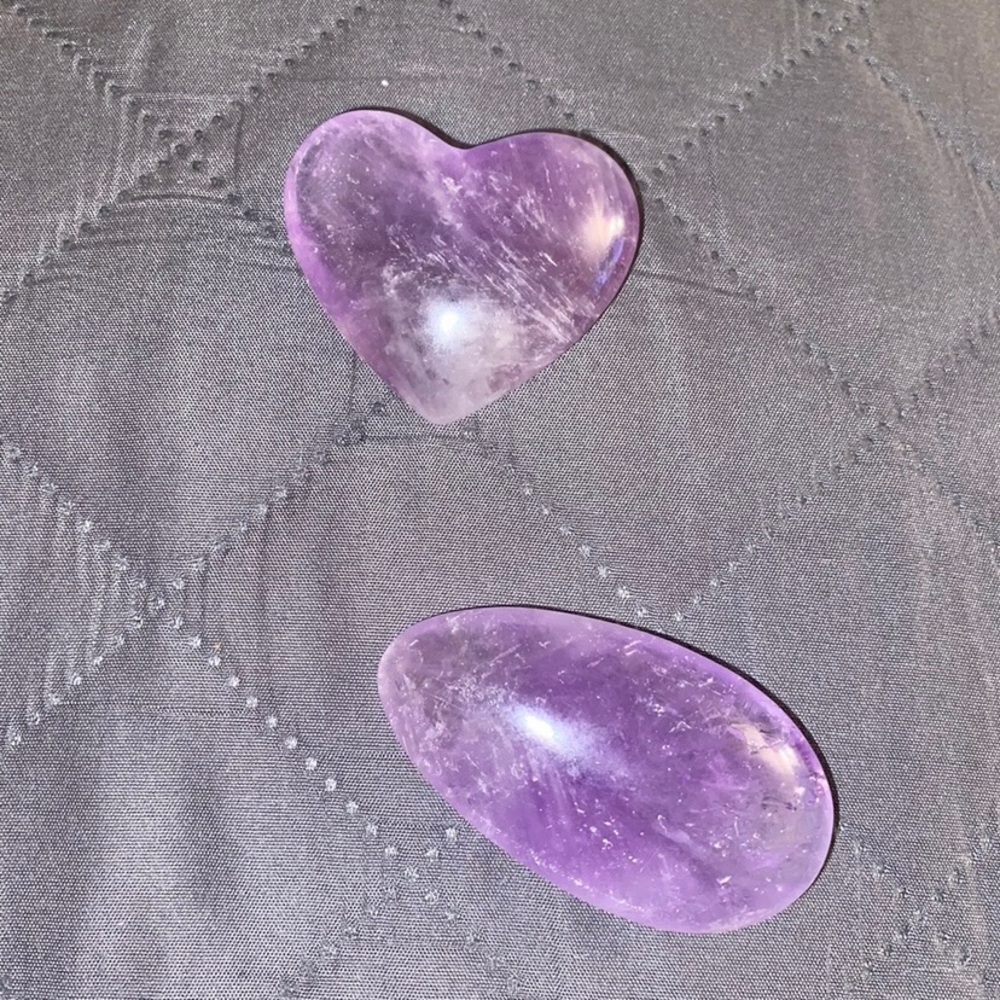 Amethyst  puff heart and puff teardrop